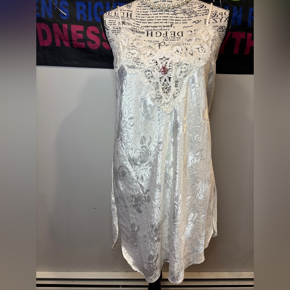 Lace-Trimmed Silver Chemise